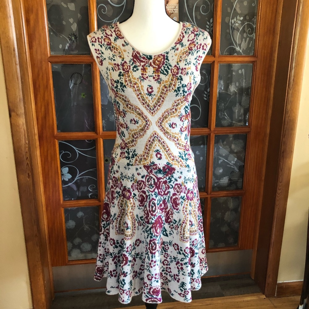 Knit antique print dress SZ L
